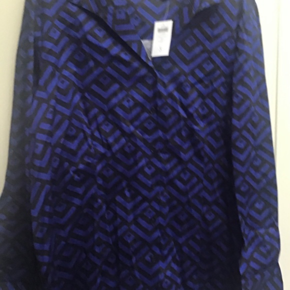NWT Chico’s CHICOS Geo Statement Ella LS Basic Blue Grotto Top Blouse 3 XL - Picture 2 of 5